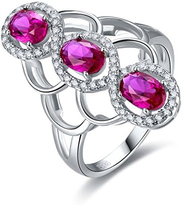 Zetaur 925 Sterling Silver Created Ruby Spinel 3 Stone Infinity Ring