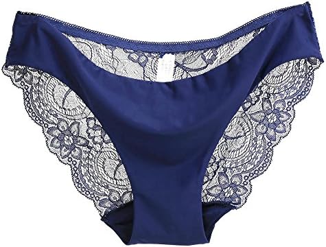 Kinrui Lingerie Womens Cotton Lace Trim Panties Seamless Underwear Brief Mid Rise Tummy Control Panties