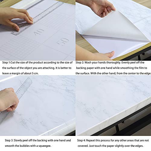Hatoku Marble Contact Paper 17.71 inch X 196.85 inch Decorative Self-Adhesive Film Removable Granite Gray, White Roll Kitchen Countertop Cabinet Furniture is Renovated Thick Waterproof PVC - Thumbnail 6