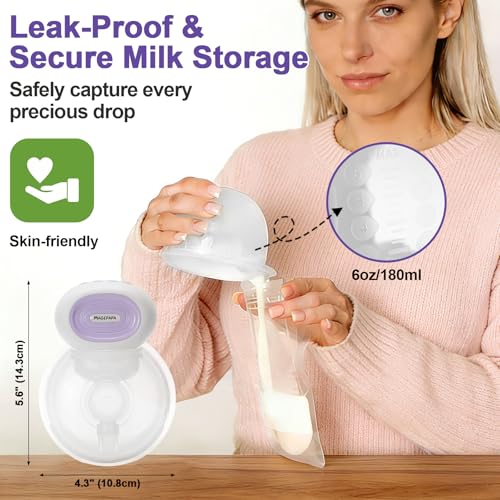 MAGEPAPA Extractor de Leche Materna Eléctrico Portátil Manos Libres, 4 Modos y 12 Niveles Ajustables con Memoria Inteligente para Madres Lactantes