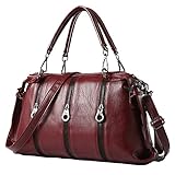 Women Handbag,Women Bag, KINGH Zipper Design Vintage PU Leather Handbag 032 Red