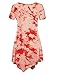 Lock and Love LL WT1063 Womens Short Sleeve All Over Tie-Dye Tunic Top XXXL White_Coral