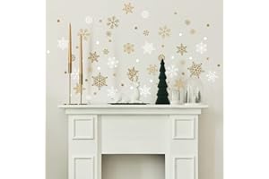 Paper Riot Co. Christmas Wall Stickers Gold Snowflakes Removable Adhesive Home Decor Decals 186 Count