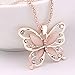 SPHTOEO Fashion Women Girls Rose Gold Opal Butterfly Pendant Necklace Sweater Chain