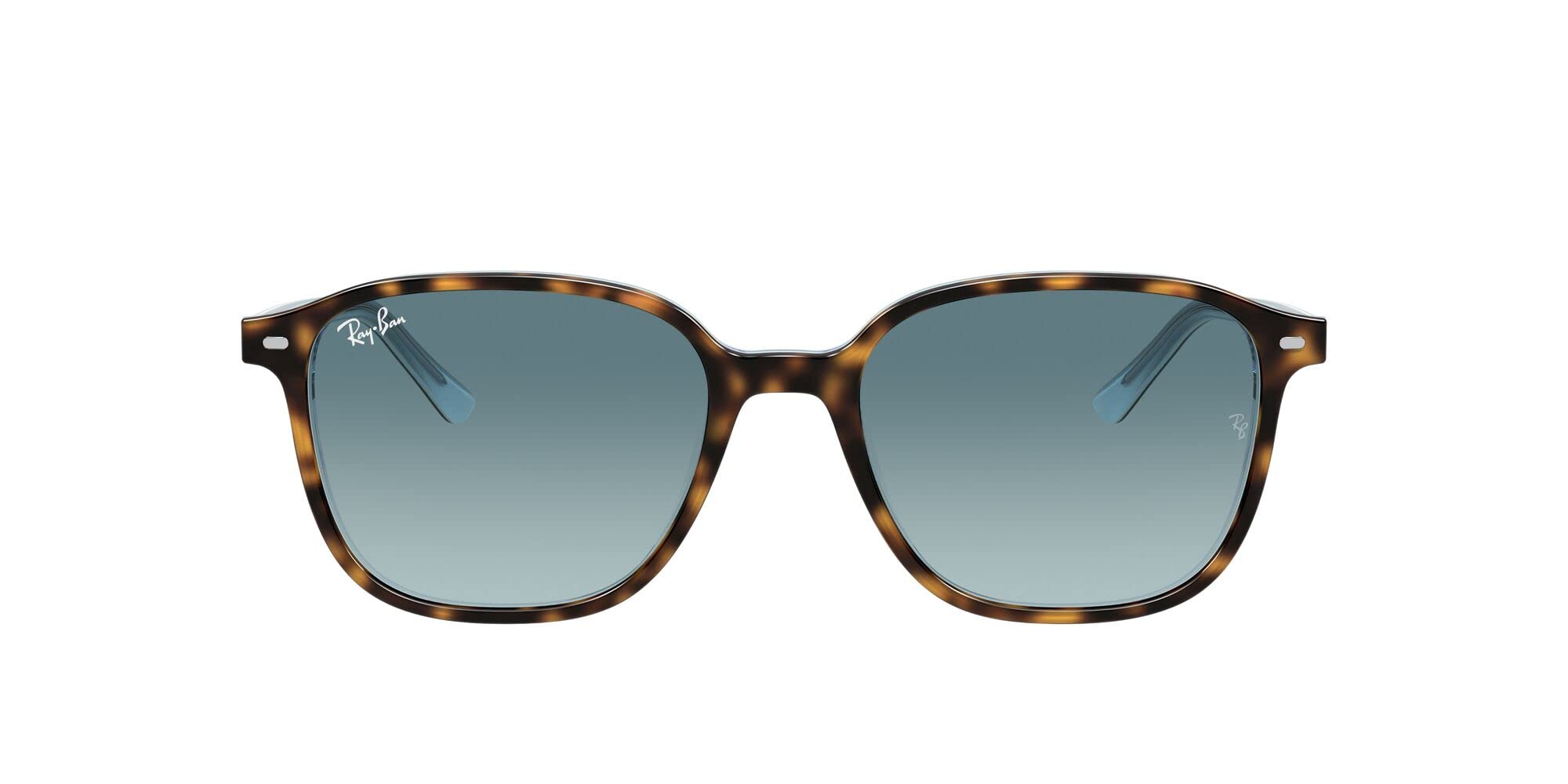 Ray-Ban Unisex RB2193 Leonard Square Sunglasses, Havana on Light Blue/Blue Gradient Grey, 55 mm
