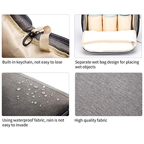 Diaper Bag Backpack with USB Charging Port, Multi-Function Waterproof Care Travel Backpack, Large Capacity, Light, Stylish, Durable, Suitable for Carrying Travel (Gray)