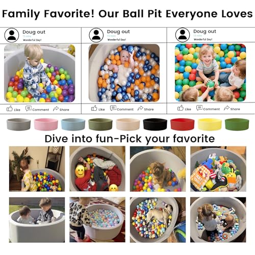 Zedachica Ball Pit for Toddlers 1-3 Memory Foam Ball Pits 35.4''x11.81'' Baby Ball Pit Indoor and Outdoor Game Round Play Ball Pool For Children for Girls and Boys (Grey, NO Balls)