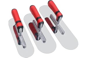 DIXIANG Concrete Tools Set Stainless Steel Pool Trowel 3 PC (14" x 4" & 11"x4" & 10"x3") Flat Finishing Cement Drywall Plastering Masonry Construction Hand Kit
