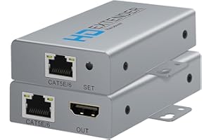 HDSUNWSTD HDMI Extender Over Network IP Ethernet Kit Cat5e / Cat6 Cable 1080P @ 60Hz - Up to 164 ft - HDMI Loop Out POE Function Supported (Transmitter and Receiver)