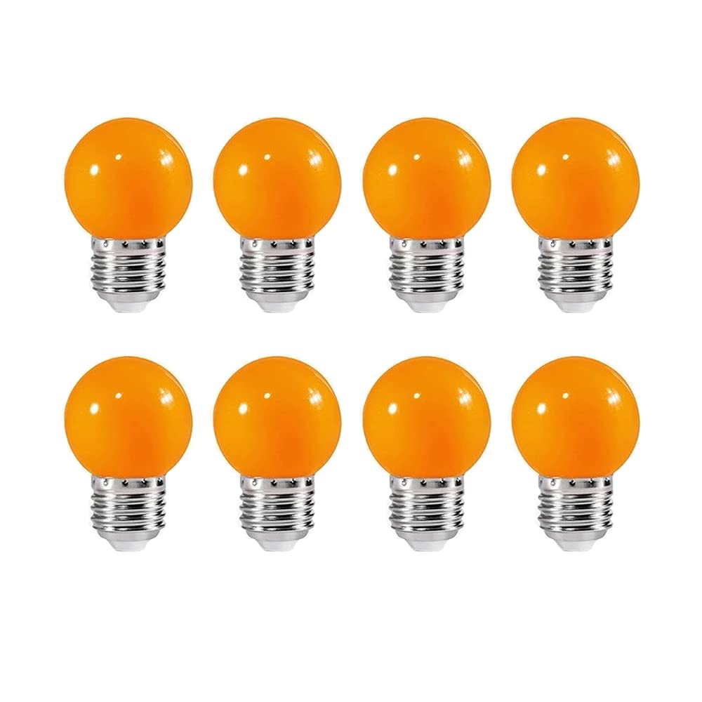 ZFQ 8 Pack E27 Bayonet Colored LED Light Bulbs 2W G45 Golf Ball Mini Globe Bulb Lighting Bulbs,Orange for Outdoor Indoor String Patio Garden Party Christmas, Tree, Fairy Party Night Lights