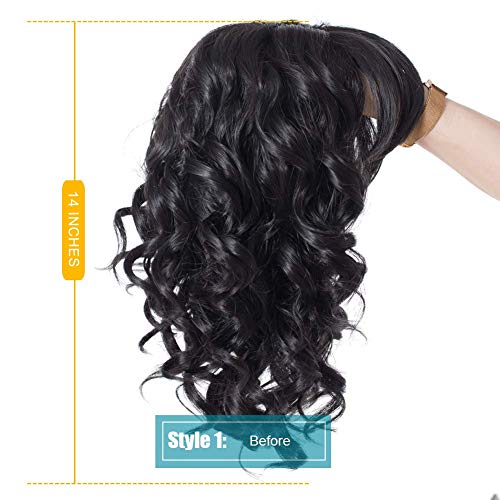 Summer Style Short Curly Wigs For Black Women, Upgrade Of Womens Black Wigs With Bangs (Black)