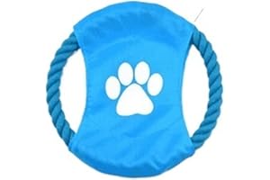 Nitkeep Cotton Rope Dog Frisbee - Durable Canvas Flying Disc for Fetch Training, Dental Chew Toy for Medium Large Dogs(Blue)