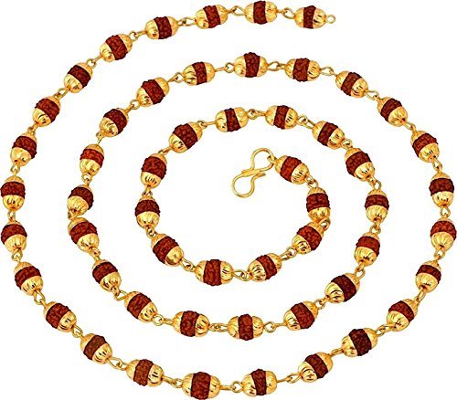 Rudraksh mala beads sacred Rudraksha beads 5 Mukhi Japa Mala Rosary Golden Cap Meditation mala Yoga necklace - Rudraksha sacred necklace Mala beads - Rosary pouch - Nepal Rudraksha beads - US seller