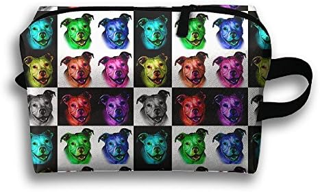 Colorful Pitbull Terrier Multifunction Cosmetic Bag Portable Makeup Pouch Travel Hanging Organizer Bag