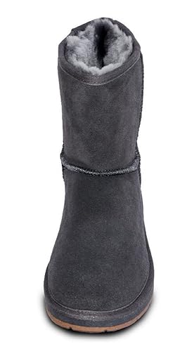 Damen Fell Boots Lammfell Stiefel, Fellstiefel, Fellboots, camel, grau
