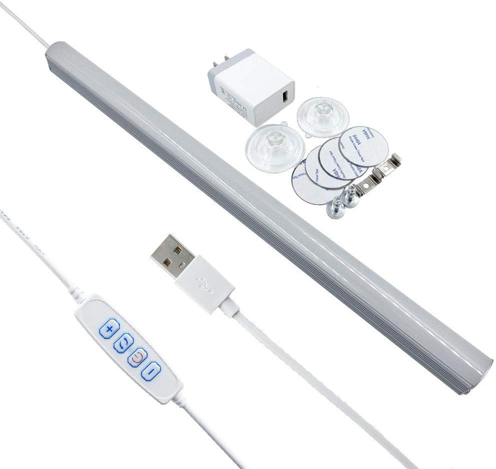 Taysing Under Cabinet Lights Plug in 3 Color Changing Dimmable Timing Magnetic 14 inch 10W 1000lumen USB Light Bar LED Under-Counter Light Fixtures Desk Light for Room,Kitchen,Shelf,Showcase,Office