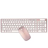 Keyboard & Mouse Combos, URCO Ergonomic Low-noise Aesthetically Pleasing Portable 2.4GHz Wireless Keyboard and Mouse Set for Gaming and Working (Rose Gold)