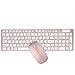 Keyboard & Mouse Combos, URCO Ergonomic Low-noise Aesthetically Pleasing Portable 2.4GHz Wireless Keyboard and Mouse Set for Gaming and Working (Rose Gold)