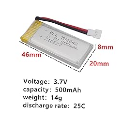 5PCS 3.7V 500mAh 25C Li Battery with 5 in 1 Charger