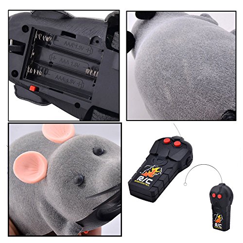 EocuSun Funny Electric Remote Control Mouse Rat Toy Pet Cat Toys for Dogs Pets Kids, Grey - Thumbnail 3