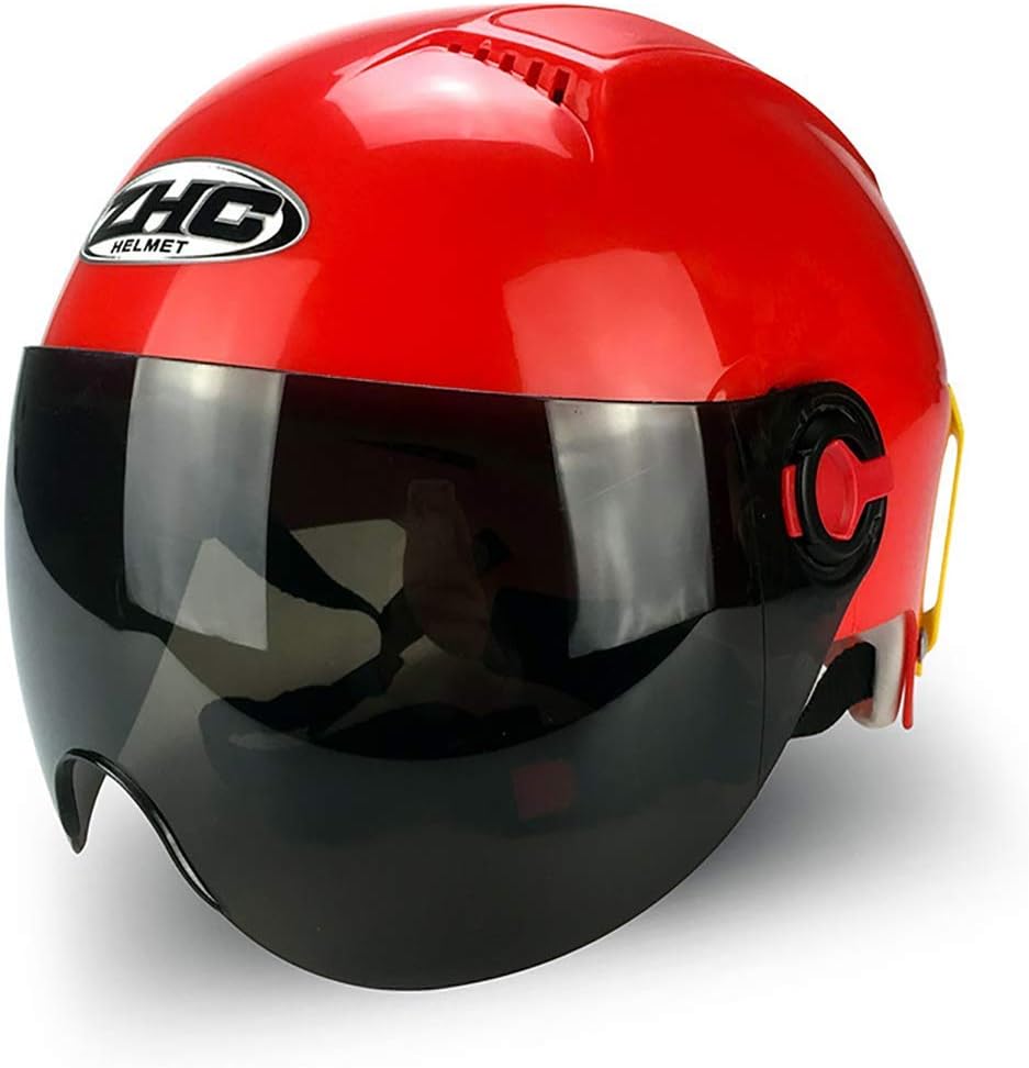 LALEO Open Face Motorcycle Helmet with Goggles, Universal Adjustable Size Detachable Keep Warm Breathable for Adults Men & Women Half Helmet DOT Approved Red, Yellow, White (56-61cm)
