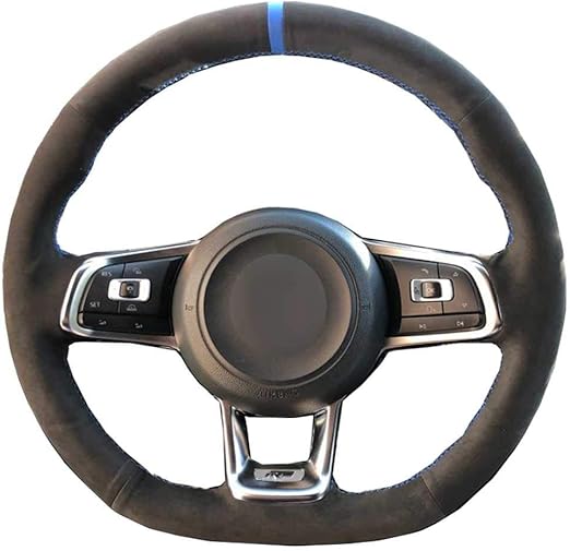 LYSHUI Funda de Cuero para Volante de Coche, Cosida a Mano DIY