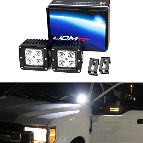 iJDMTOY Complete 40W High Power CREE LED Pod Light Kit w/ Windshield A-Pillar Mounting Brackets & Switch Wiring Relay For 2015-up Ford F-150, 2017-up Ford F-250 F-350