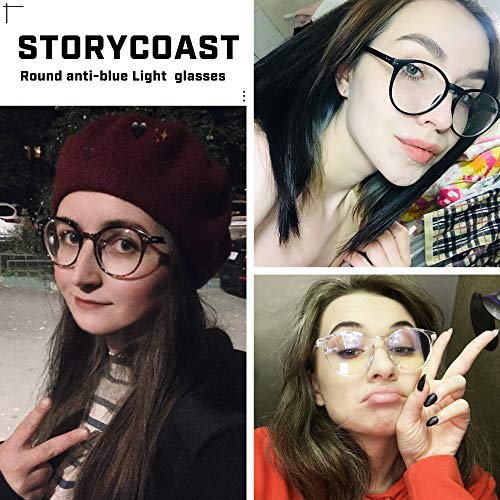 STORYCOAST Blue Light Blocking Glasses 2 Pack,Retro Round Frame