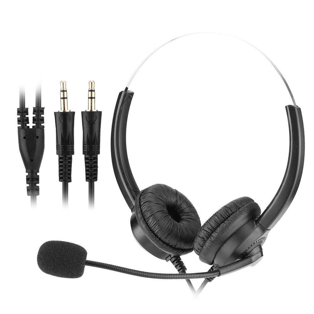 VBESTLIFE, Lossless Sound Call Center Headphones, 360° Rotary Earmuffs Call Center Headset with Mic for Computer/Telephone etc/Noise Cancelling(3.5mm Double)