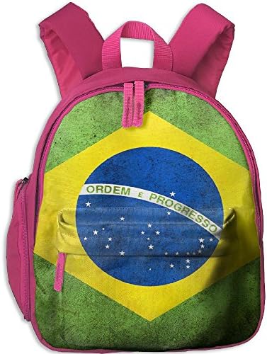 Retro Brasil Flag Pattern Lightweight Oxford School Bag Double Zipper Closure Waterproof Shoulder Travel With Front Pockets