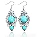 TAGOO Antique Women's Simulated Turquoise Antique Oval Round Teardrop Design Dangle Hoop Earrings