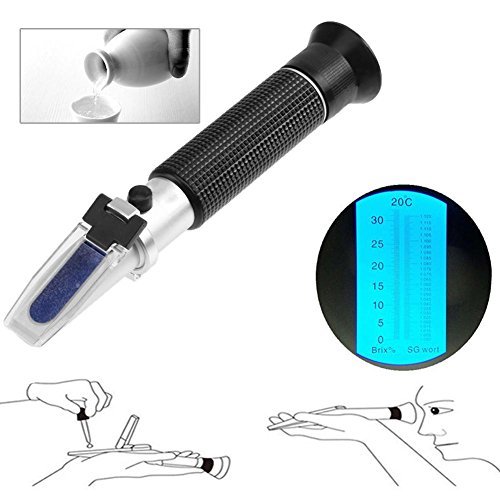 Whitelotous Handheld Refractometer Spirits Alcohol Alcoholometer Meter ATC Tool Hydrometer Concentration Tester