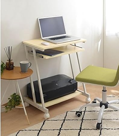 InnoFur Trapezi PC Desk (Beige) with Castor/Computer Table with Castor/Computer Desk with Castor