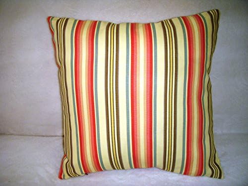 Blue Pillow Cover Stripe Red Pink Coral Peach Green Gold Shabby Chic French Country Farmhouse Traditional Waverly Fabric Zipper