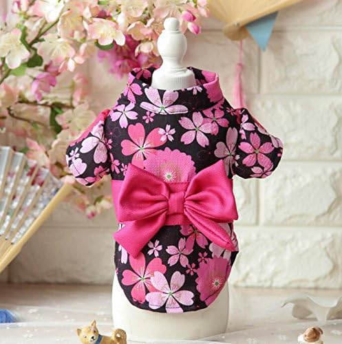 ZHJZ Nice Pet Clothing Japanese Sakura Kimono Cat Dog Clothes Black M