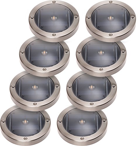 8 Pack GreenLighting Solar Deck Lights (Stainless Steel)