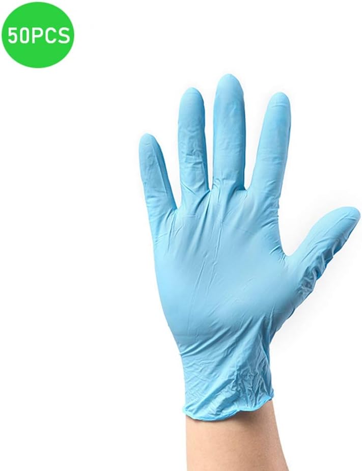 Disposable Nitrile Gloves- 50Pcs/25 Pairs -Rubber Latex Free, Medical Exam Grade, Examination - Cool Blue - Three Size
