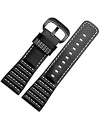 28mm Black Leather Watch Strap Band Buckle for SevenFriday P1 P2 P3 Watches (White) Black Buckle