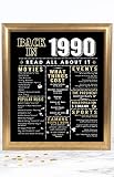 Katie Doodle 30th Birthday Decorations Party Supplies Gifts for Women or Men | Includes 8x10 Back in 1990 Print [Unframed], BD030, Black/Gold
