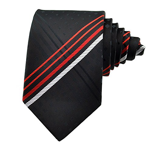 PenSee Mens Tie Jacquard Woven Silk Geometric Check & Plaids Neckties - Various Styles