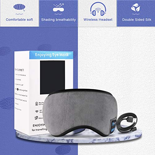 Homder Sleep Headphones Bluetooth 5.0 Eye Mask for Men Women, Noise Cancelling Sleeping Mask Block Light, Soft Comfort with Adjustable Strap for Sleeping, Meditation, Travel, Washable