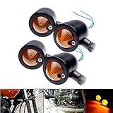 PME 4x Custom Black Anodized Billet Aluminum Bullet Shape Panhead Amber Turn Signal Lights For Aprilia BMW Ducati Harley Honda Kawasaki Suzuki Yamaha Harley