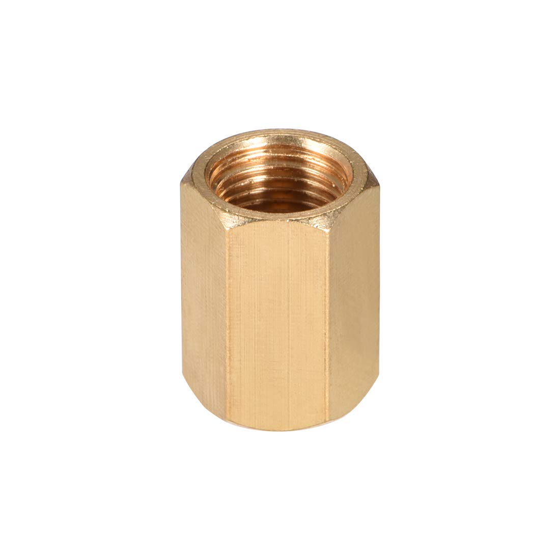 sourcing map Brass Hex Rod Pipe Fitting G 1/8 Female Thread Straight Coupling