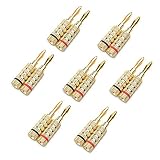 Cable Matters 7 Pairs Crimp and Twist Closed Screw Banana Plugs for Speaker Wire - Made of Bare Copper for Distortion-Free Audio