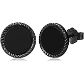 Black Onyx Earrings 925 Sterling Silver Celtic Viking Earrings Zircon Stud Earrings Hypoallergenic Punk Gothic Jewelry Gifts for Women Men