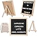 Letter Board 10x10 Inches, Changeable Letter Boards with 340 White Letters and Felt Letter Board with Stand, Wooden Tripod Stand for Classroom, Home, Office, Business (Black)