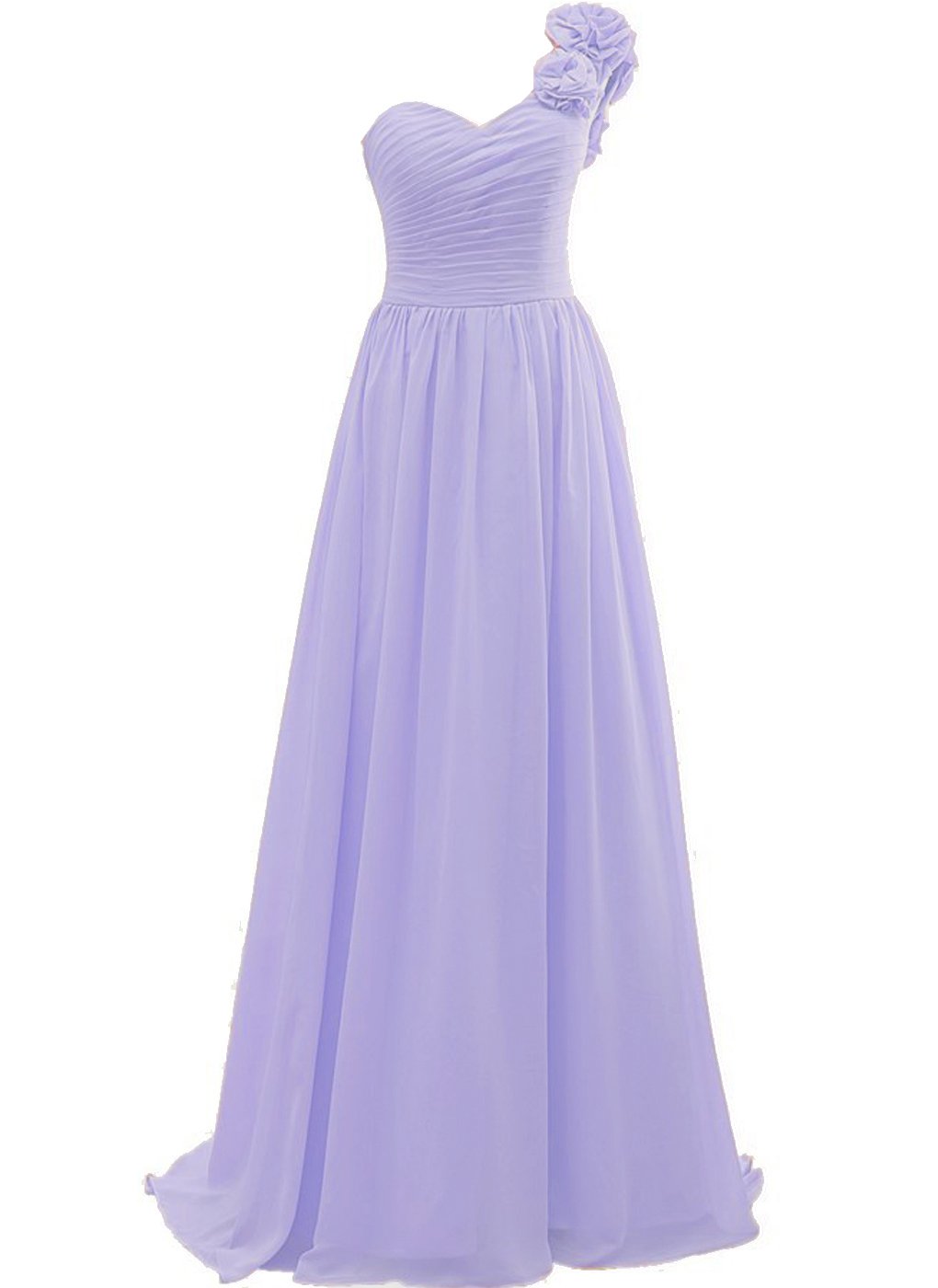 Faironline-Flowers-One-Shoulder-Bridesmaids-Dress-Long-Prom-Evening-Party-Gowns-Size-18-Lavender