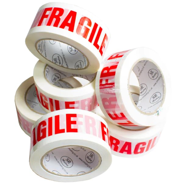 Strong fragile parcel packaging tape for parcel and boxes. 48mm X 92M (100 Yards) - Strong Tape for moving house - Heavy duty packing rolls provide strong secure and sticky seal - Extra long tape (6)