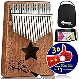 Kalimba 17 Key Thumb Piano - Musical instruments for adults and kids with all accessories, free music e-book and play along videos - Best relaxation gifts