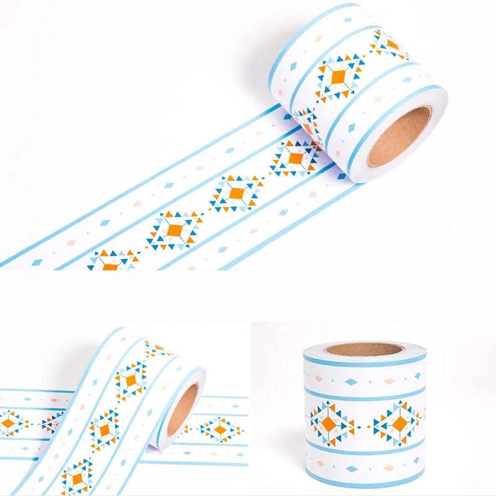 Dostear Wall Borders Peel and Stick Wallpaper Border Window Trim Molding Mirror Frame Kit Wall Panel Bulletin Board Borders Blue Geometry 12 X 1000cm